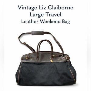 Vintage Liz Claiborne Large Travel Leather Weekend Bag